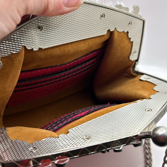 Patricia Nash Rosario Tooled Clutch Bag w/chain Burnished Pink Leather EUC - Picture 4 of 12